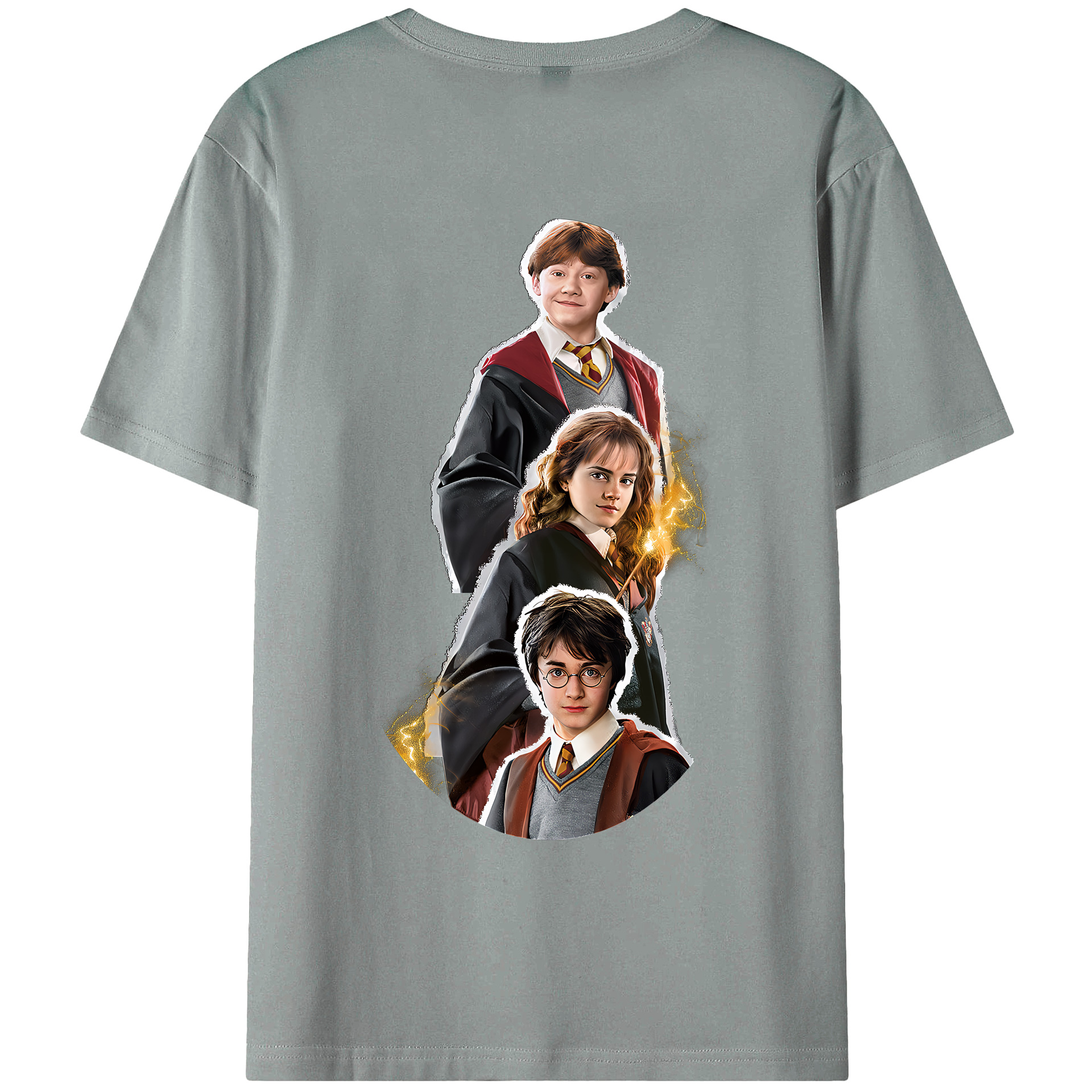 （画像用） Harry Potter ハリー・ポッターシリーズ 綿100％ メンズ半袖Tシャツ（バックプリント） 通気性
